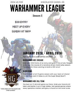 Warhammer Kingslayer Games Oceanside Warhammer League Season 5
