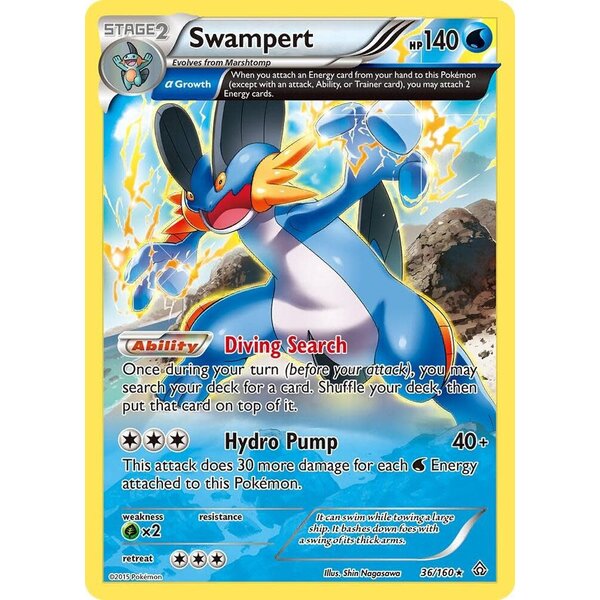 Pokemon Swampert (Alpha) (036) Moderately Played