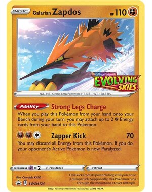 Pokemon Galarian Zapdos (Prerelease) (SWSH124 ) Lightly Played Holofoil