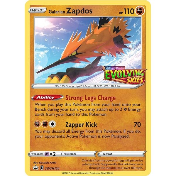 Pokemon Galarian Zapdos (Prerelease) (SWSH124 ) Lightly Played Holofoil