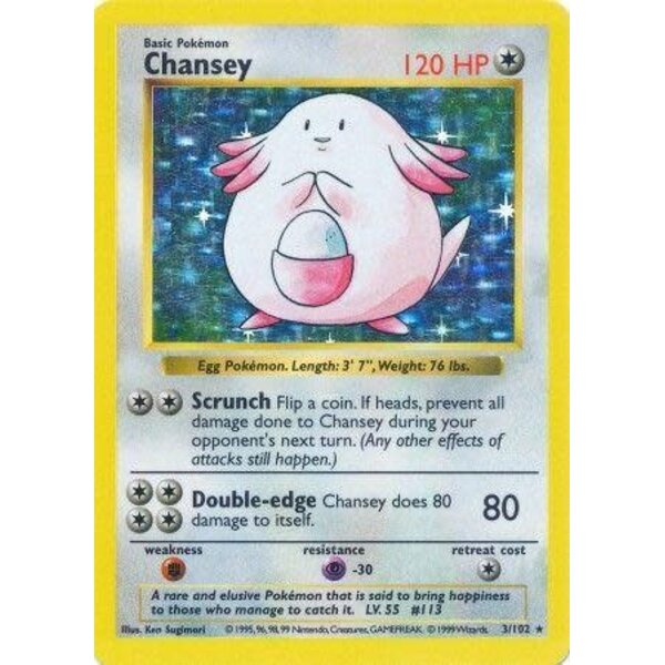 Pokemon Chansey (Shadowless) (003) Unlimited Damaged