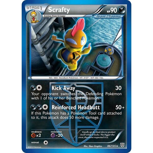 Pokemon Scrafty (Team Plasma) (086) Damaged Reverse Foil