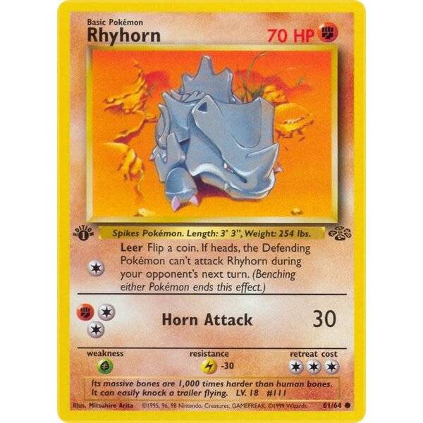 Pokemon Rhyhorn (061) 1st Edition Lightly Played
