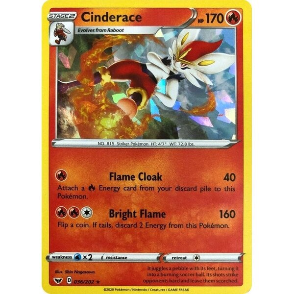 Pokemon Cinderace (Cracked Ice Holo) (036) Lightly Played