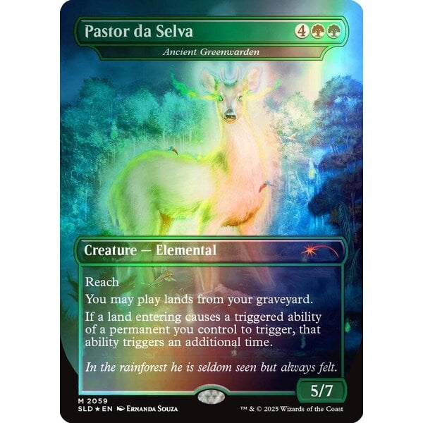 Magic: The Gathering Pastor da Selva - Ancient Greenwarden (Rainbow Foil) (2059) Lightly Played Foil