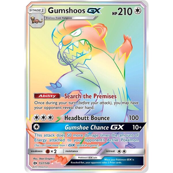 Pokemon Gumshoos GX (Secret) (157) Lightly Played