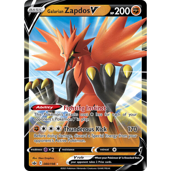 Pokemon Galarian Zapdos V (080) Lightly Played