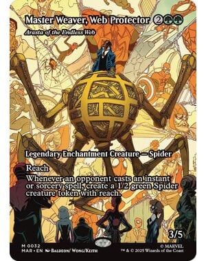 Magic: The Gathering Master Weaver, Web Protector - Arasta of the Endless Web (Borderless) (032) Lightly Played Foil