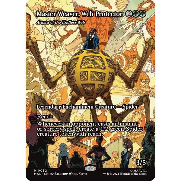 Magic: The Gathering Master Weaver, Web Protector - Arasta of the Endless Web (Borderless) (032) Lightly Played Foil