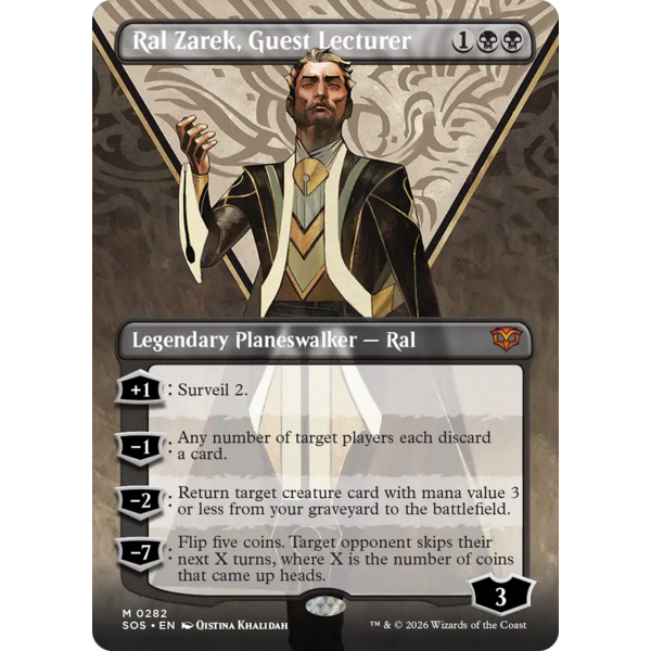 Magic: The Gathering Ral Zarek, Guest Lecturer (Borderless) (282) Lightly Played Foil