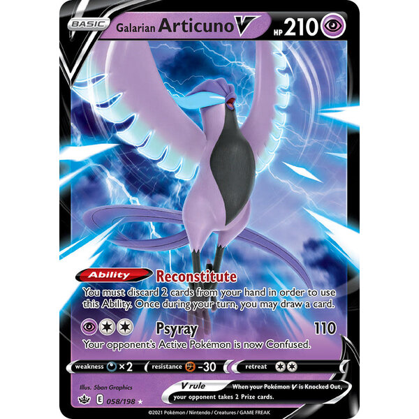 Pokemon Galarian Articuno V (058) Lightly Played Holofoil