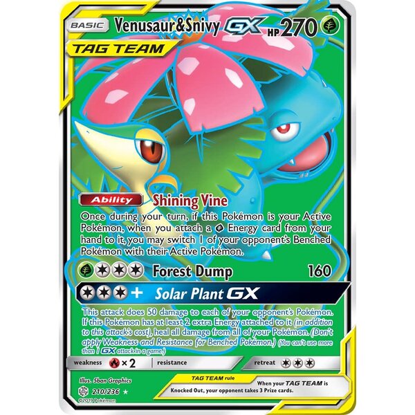 Pokemon Venusaur & Snivy GX (Full Art) (210) Lightly Played Holofoil