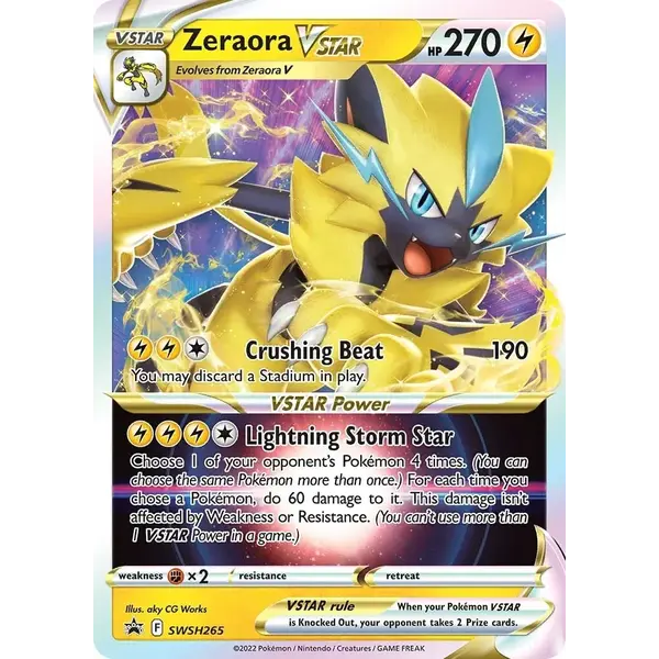 Pokemon Zeraora VSTAR (SWSH265) Lightly Played Holofoil
