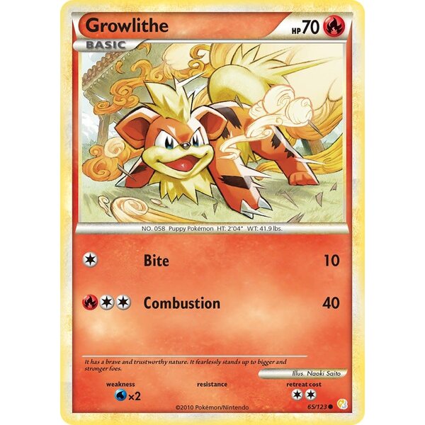 Pokemon Growlithe (065) Heavily Played Reverse Holofoil