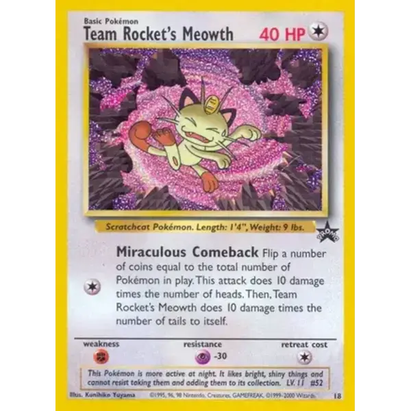 Pokemon Team Rocket's Meowth (018) Lightly Played