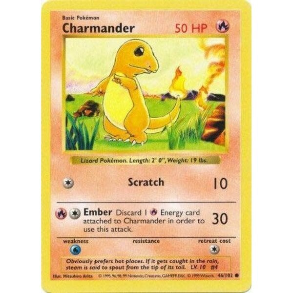 Pokemon Charmander (Shadowless) (046) UNL Heavily Played