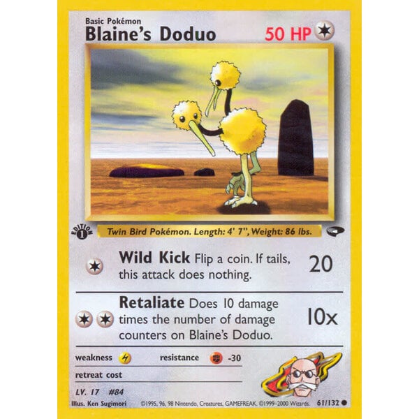 Pokemon Blaine's Doduo (061) 1st ED Moderately PLayed
