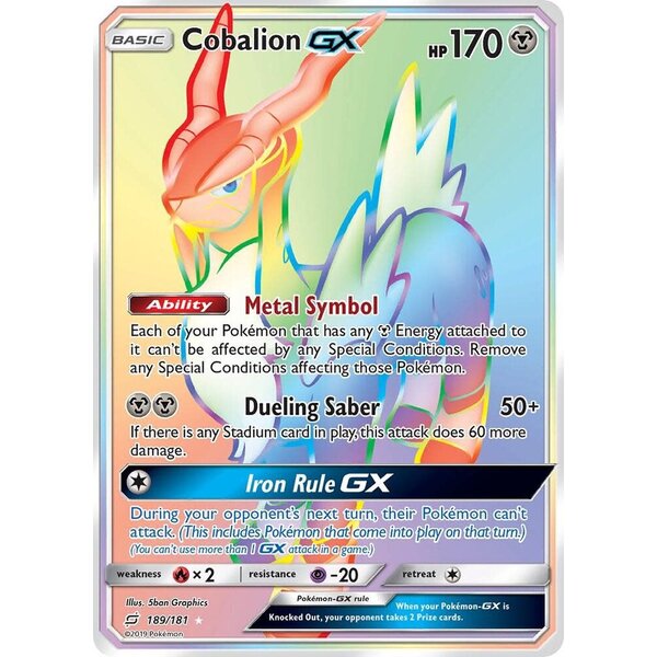 Pokemon Cobalion GX (Secret) (189)  Lightly Played Holofoil