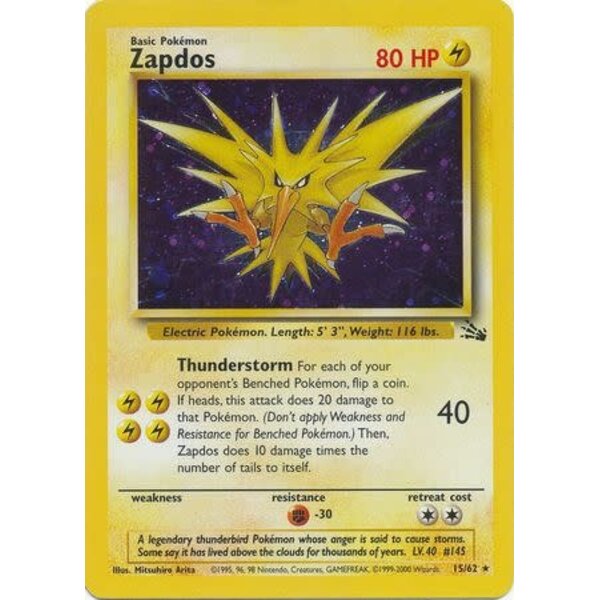Pokemon Zapdos (015) UNL Moderately Played Holofoil