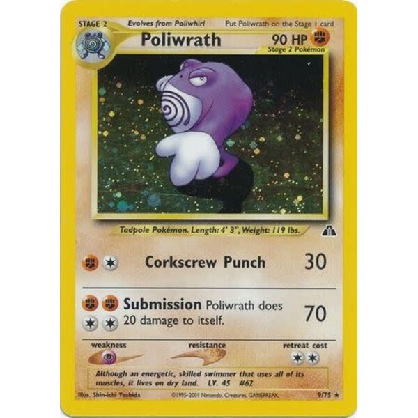 Pokemon Poliwrath (009) UNL Moderately Played Holofoil