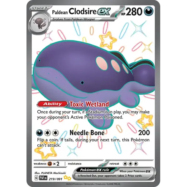Pokemon Paldean Clodsire ex (219) Lightly Played Holofoil