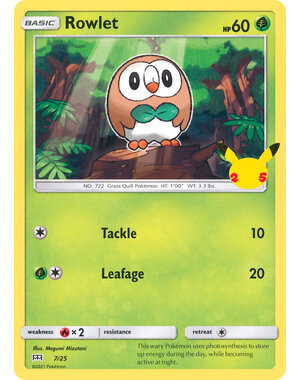 Pokemon Rowlet (007) Lightly Played Holofoil