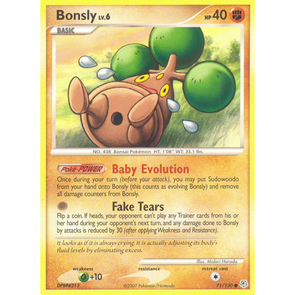Pokemon Bonsly (071) Moderately Played Reverse Holofoil