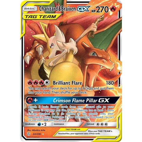 Pokemon Charizard & Braixen GX (022) Lightly Played Holofoil