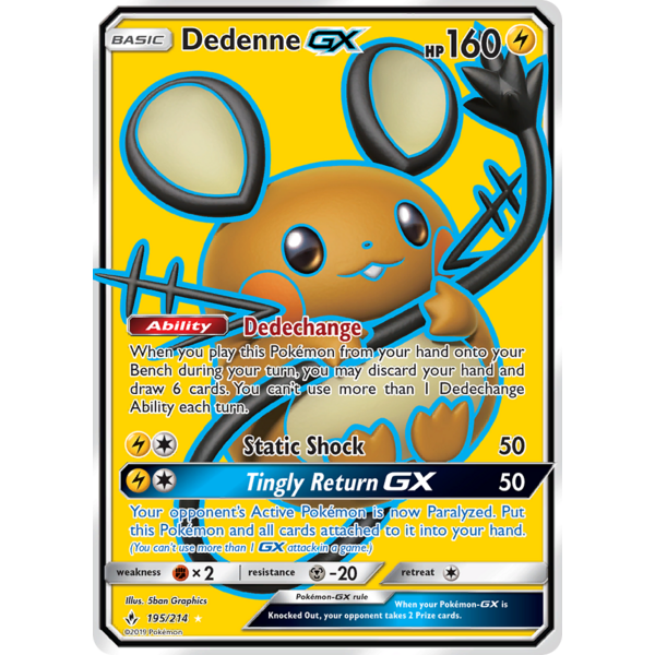 Pokemon Dedenne GX (Full Art) (195) Lightly Played Holofoil