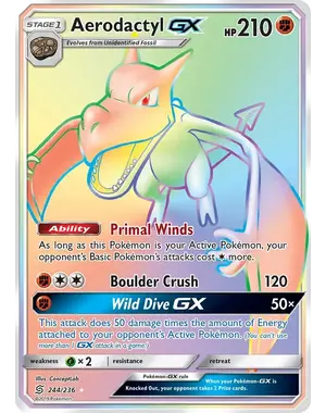 Pokemon Aerodactyl GX (Secret) (244) Lightly Played Holofoil