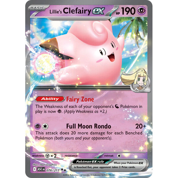 Pokemon Lillie's Clefairy ex (076) Lightly Played Holofoil