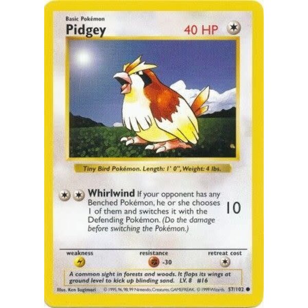Pokemon Pidgey (Shadowless) (057) UNL Lightly Played