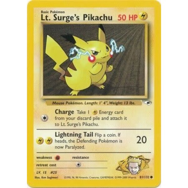 Pokemon Lt. Surge's Pikachu (081) UNL Lightly Played