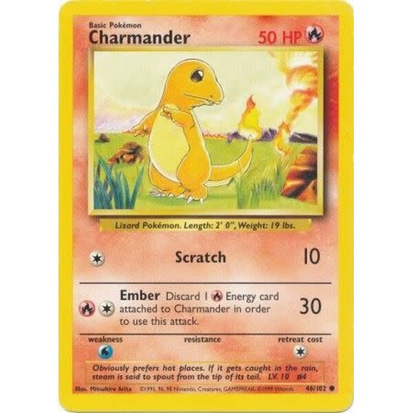 Pokemon Charmander (Shadowless) (046) UNL Lightly Played