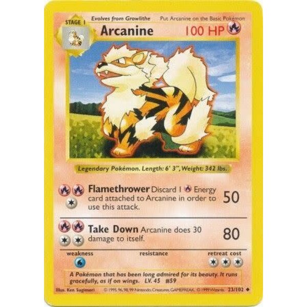Pokemon Arcanine (023) UNL Lightly Played