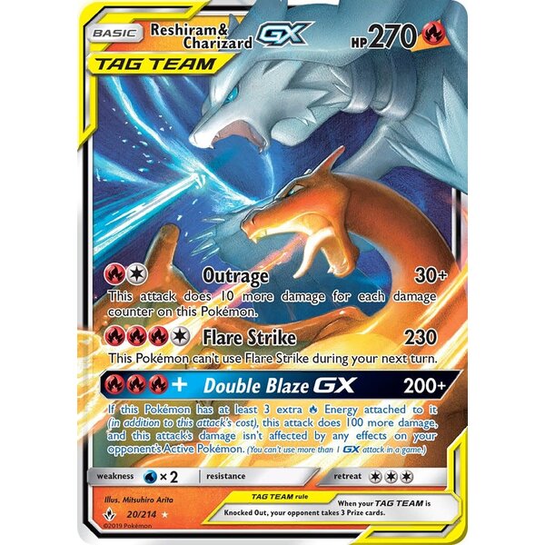 Pokemon Reshiram & Charizard GX (020) Lightly Played Holofoil