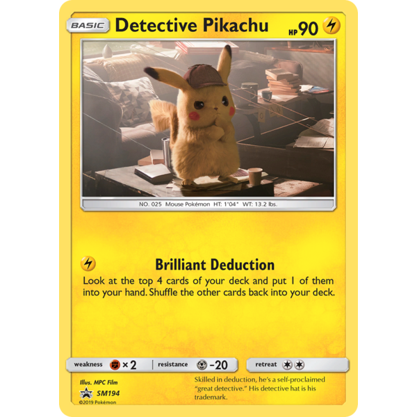 Pokemon Detective Pikachu (SM194) Moderately Played Holofoil