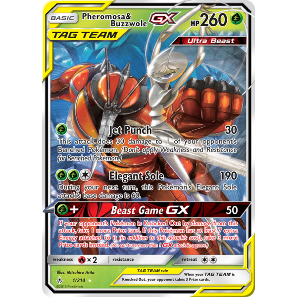 Pokemon Pheromosa & Buzzwole GX (001) Near Mint Holofoil
