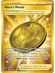 Pokemon Hero's Medal (Secret) (201) Lightly Played Holofoil