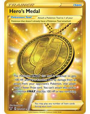 Pokemon Hero's Medal (Secret) (201) Lightly Played Holofoil