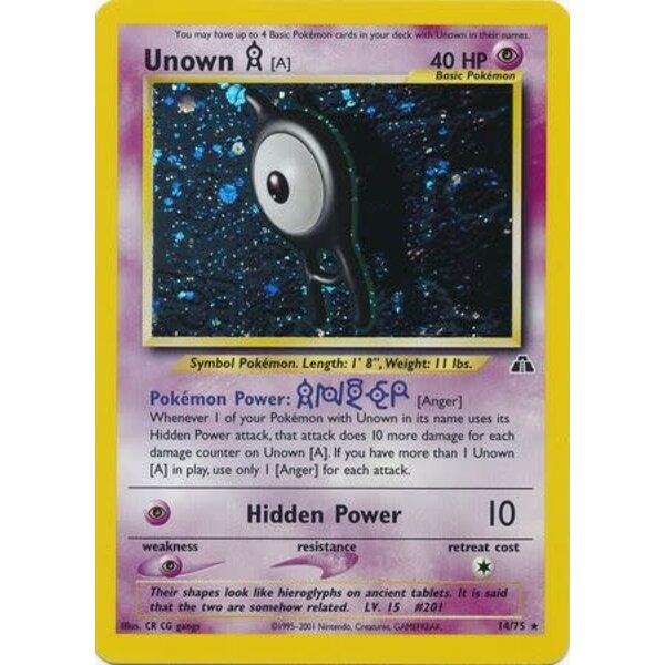 Pokemon Unown [A] (014) UNL Moderately Played Holofoil