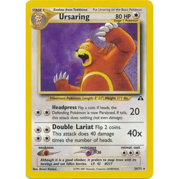 Pokemon Ursaring (034) UNL Moderately Played