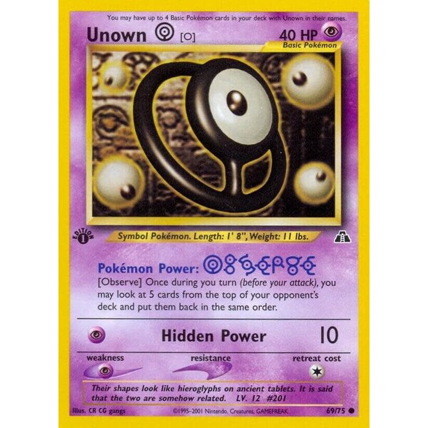 Pokemon Unown [O] (069) 1st Lightly Played