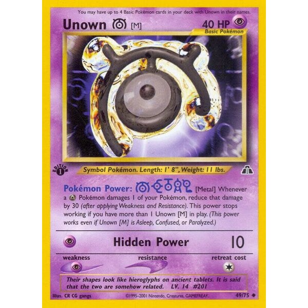 Pokemon Unown [M] (049) 1st Lightly Played