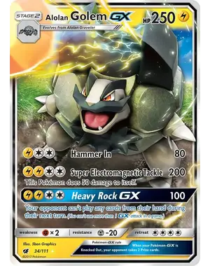 Pokemon Alolan Golem GX (034) Lightly Played Holofoil