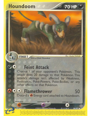 Pokemon Houndoom (034) Damaged Reverse Holofoil