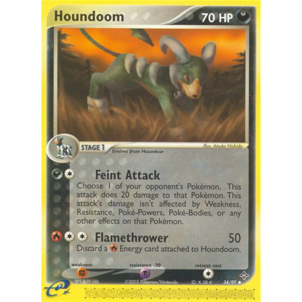 Pokemon Houndoom (034) Damaged Reverse Holofoil