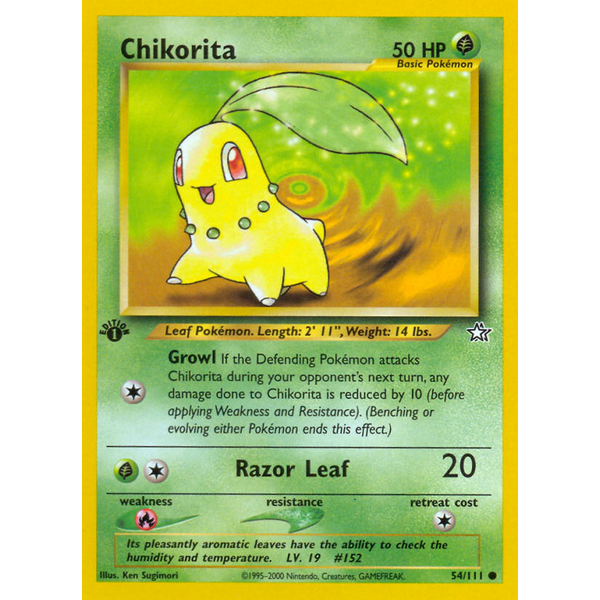 Pokemon Chikorita (054) 1st Lightly Played