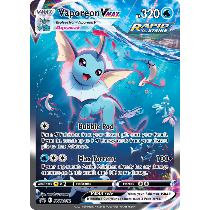 Pokemon Vaporeon VMAX (SWSH182) Near Mint Holofoil