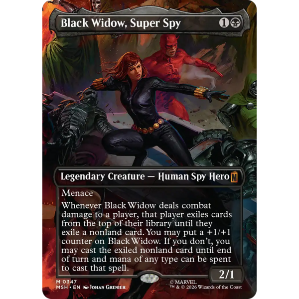Magic: The Gathering Black Widow, Super Spy (Borderless) (347) Lightly Played Foil